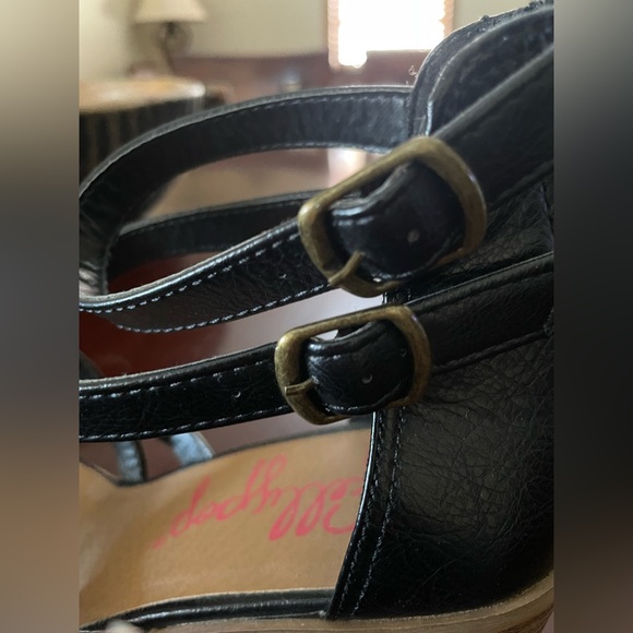 Jellypop Zipper Back Heel Ankle Strap Sandals Black Manmade Women’s Size 10 - Picture 7 of 11